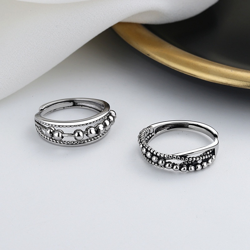 Cincin Manik-Manik Bahan Sterling Silver Dapat Diputar Untuk Wanita