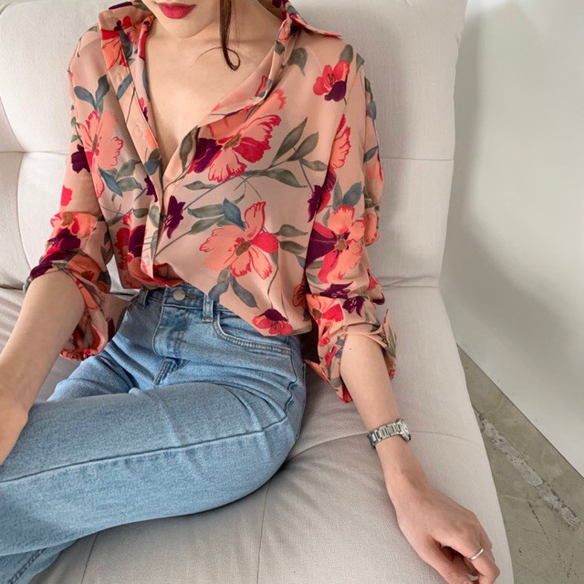 17wear Kemeja Wanita Terbaru 2021 IMPORT Kemeja Wanita Lengan Panjang Cathrin Fit S - L-2
