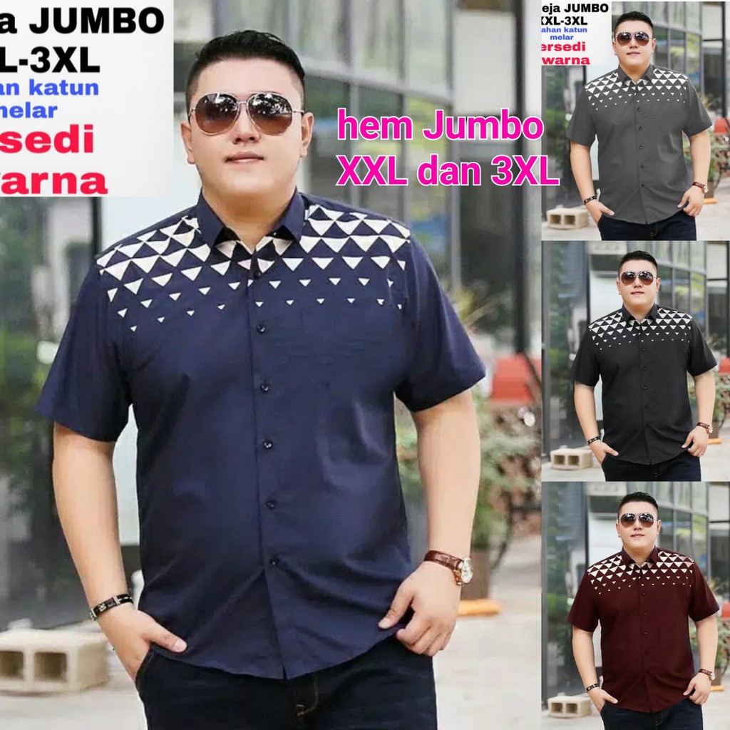 KEMEJA BIGSIZE JUMBO XXL SAMPAI 3XL/HEM PRIA LENGAN PENDEK VARGAS