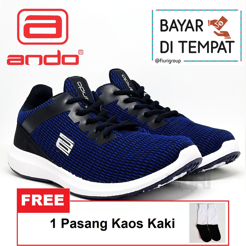 FIURI - Ando Original - FURY 38-43 Biru Navy - Sepatu Kets Pria - Sepatu Sneakers Pria - Sepatu Olahraga Sport Pria - Sepatu Casual - Sepatu Jogging Lari Fitness Gym Senam Pria - Sepatu Sekolah Bertali SMP SMA