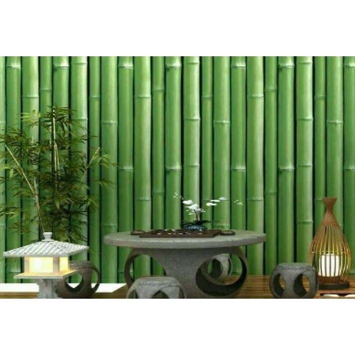Wallpaper Murah - Wallpaper Dinding Stiker Dinding - Wallpaper Dinding Minimalis - Motif Bambu Hijau