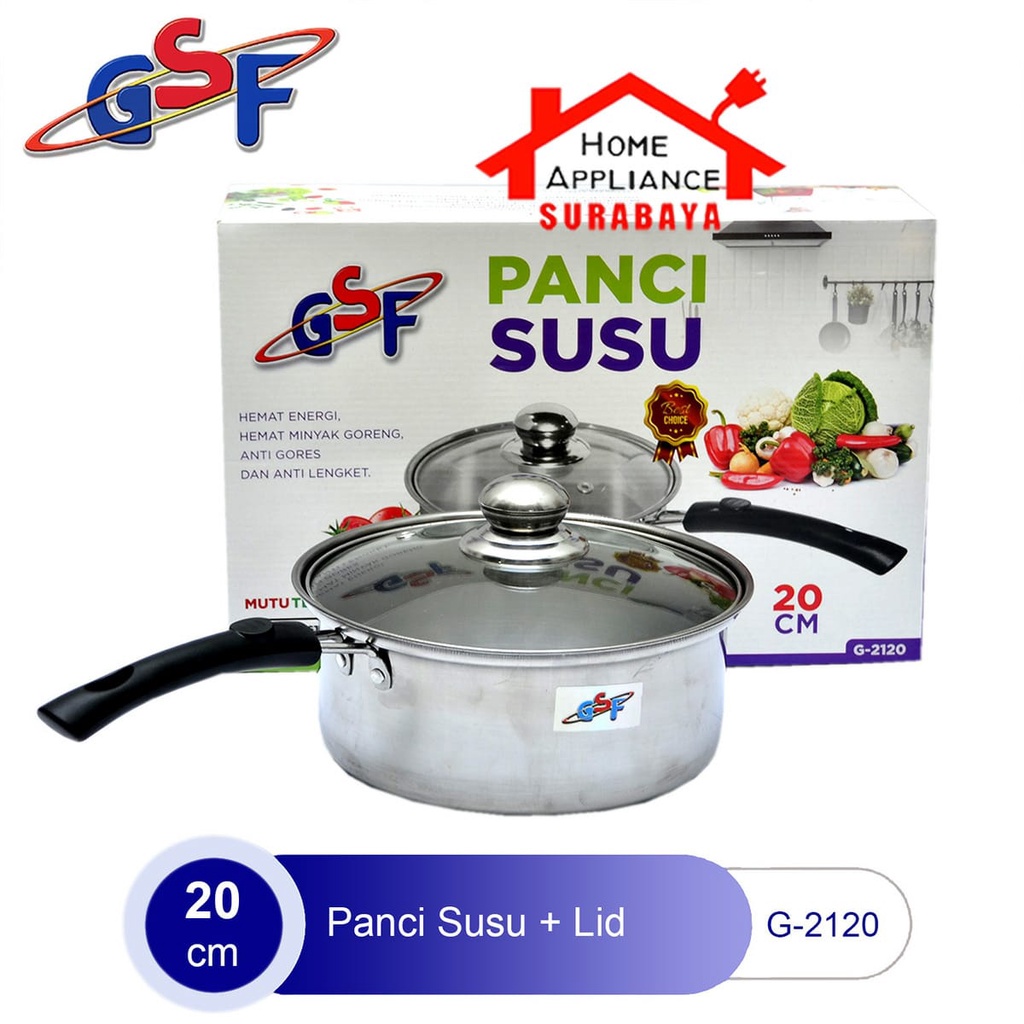 Panci Susu - Mie - Sop Serbaguna / Milk Pot Pan STAINLESS STEEL + Tutup Kaca 16CM 18CM / 20CM GSF