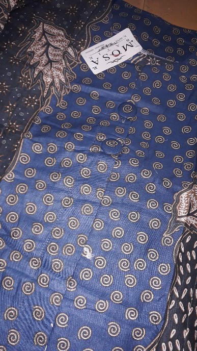 Atasan Blouse Batik Mosa Wanita Lengan Panjang Kancing Depan. Motif Wed Biru Batik Pekalongan -a03