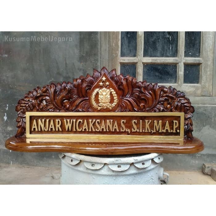 Papan Nama Meja Kayu Jati