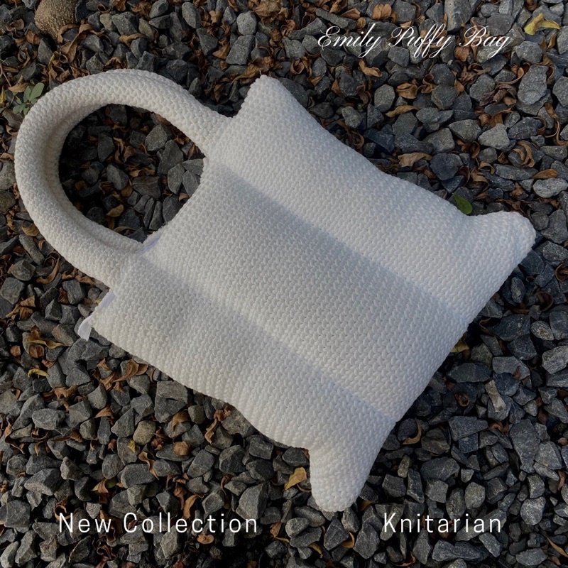 KNITARIAN - Emily Knit Puffy Bag - PUFFY BAG | TAS SELEMPANG WANITA KOREAN