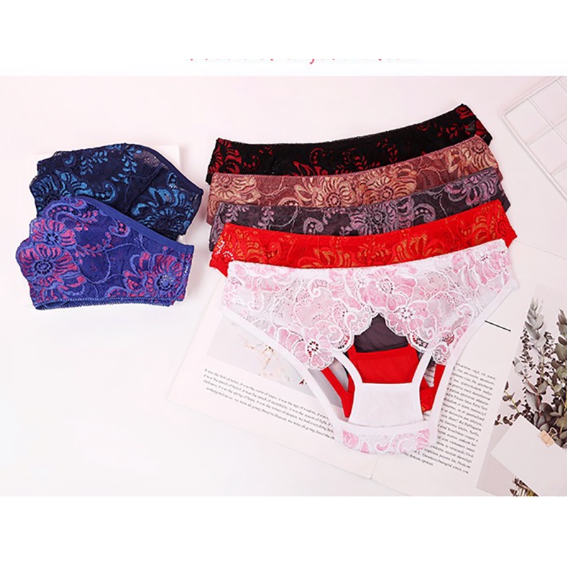 Celana Dalam Brief Wanita Thongs Sexy Low Waist berongga Cd Bunga Lace Lingerie Modis G Sting 3C219