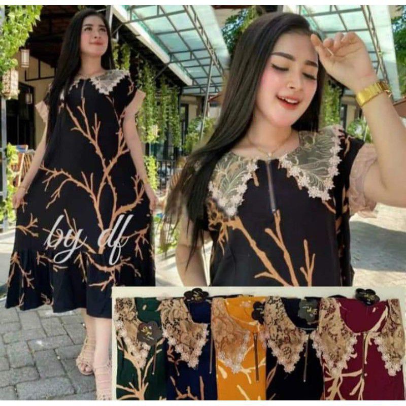 Daster Renda Arabian Lengan Pendek Daster Arab Kombinasi Daster Arab Terbaru Motif Lurik Bahan Rayon Tebal Original Busui Resleting Depan