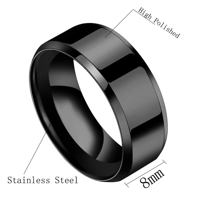 Cincin Bahan Stainless Steel Warna Matte Gaya Punk Minimalis Untuk Pria