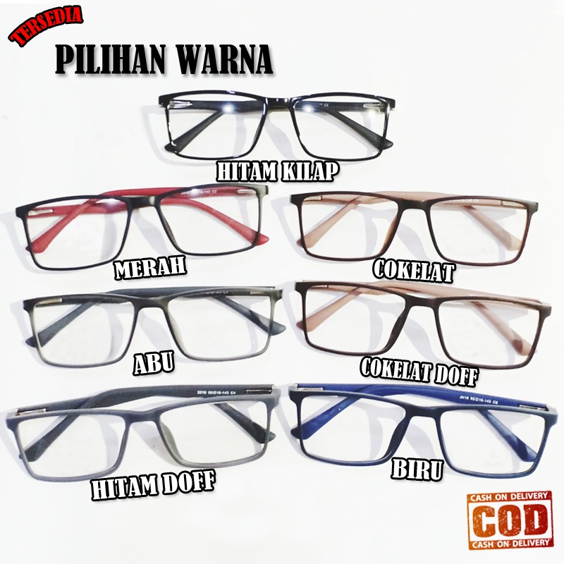 Kacamata Anti Radiasi Fashion Pria Wanita Model Korean Style Frame Kotak Gagang Warna Eye Glasses