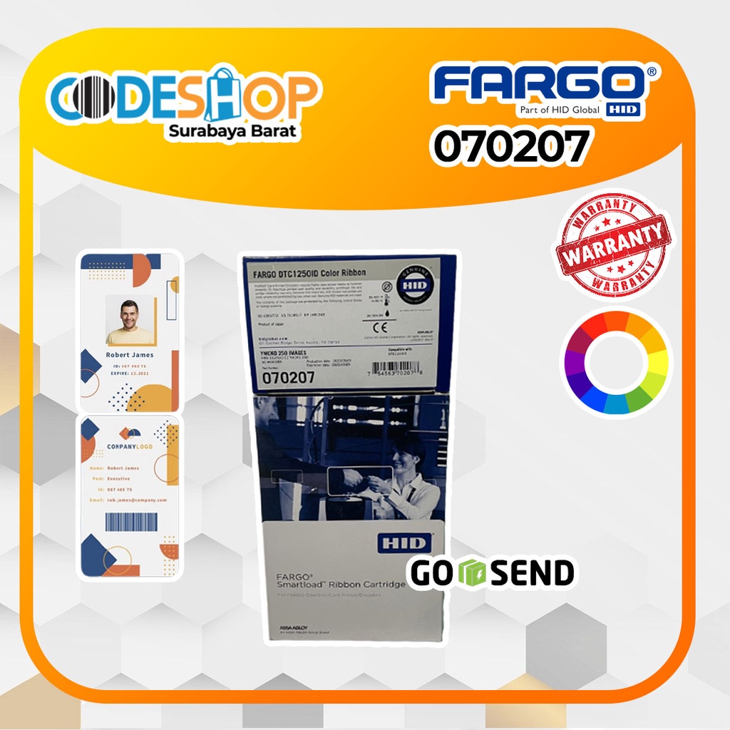 Tinta Printer Id Card Fargo DTC1250ID Pn 070207 Ribbon Ymcko