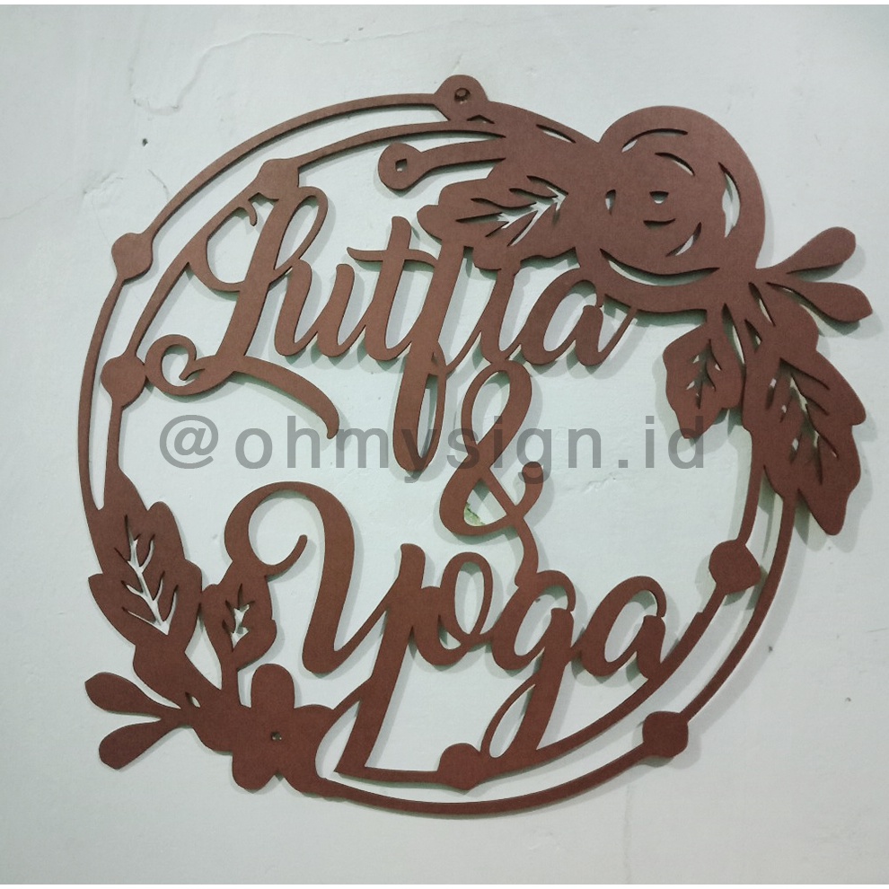 Backdrop Lingkaran Kayu MDF Nama Dekorasi Wedding Lamaran Tunangan Kamar Anak Wall Decor Hiasan