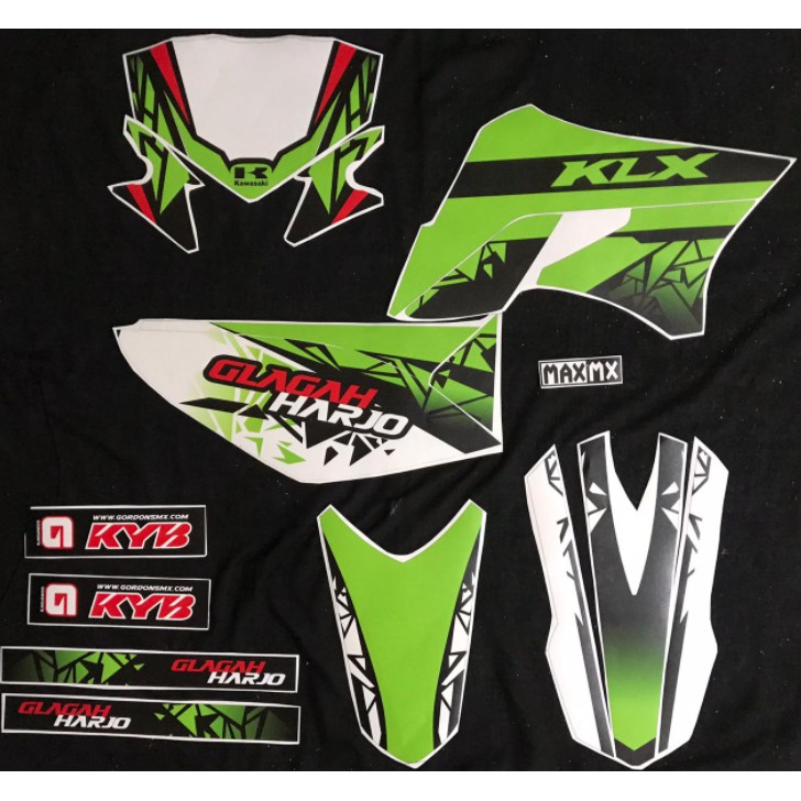 decal klx 150 s dekal stiker striping variasi custom full body hijau