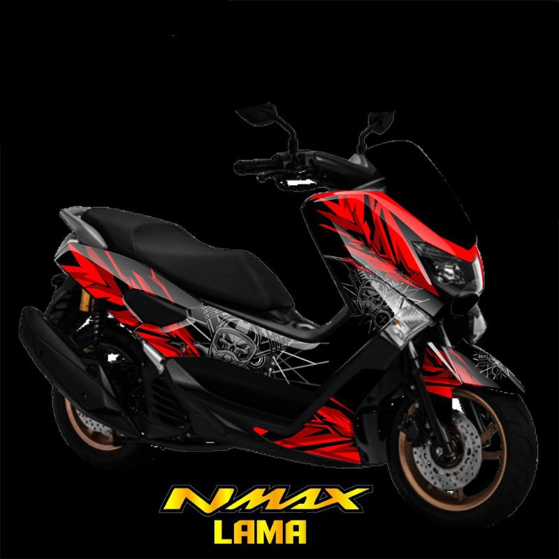 sticker decal full body variasi nmax old motip abstrax merah hitam abu