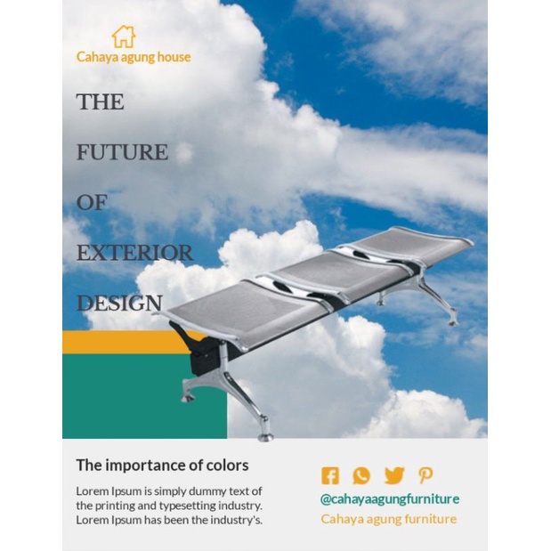 kursi tunggu bandara 3 dudukan tanpa sandaran