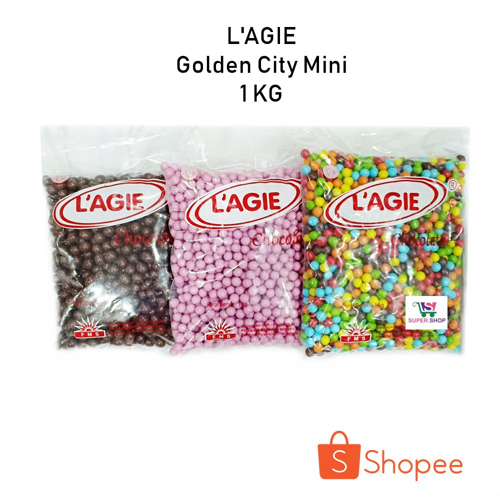 L'AGIE Golden City Mini Cokelat Aneka Warna 1 KG. Lagie Cokelat Kiloan Lebaran