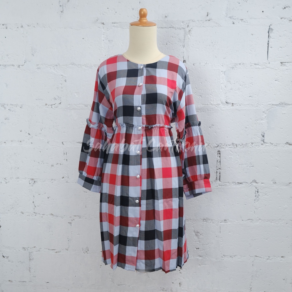 Long Tunik Katun Monalisa Motif Kotak