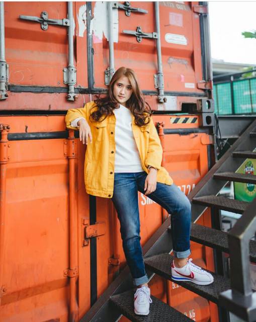 Jaket Jeans Maroon &amp; Lemon Oversize Premium Quality