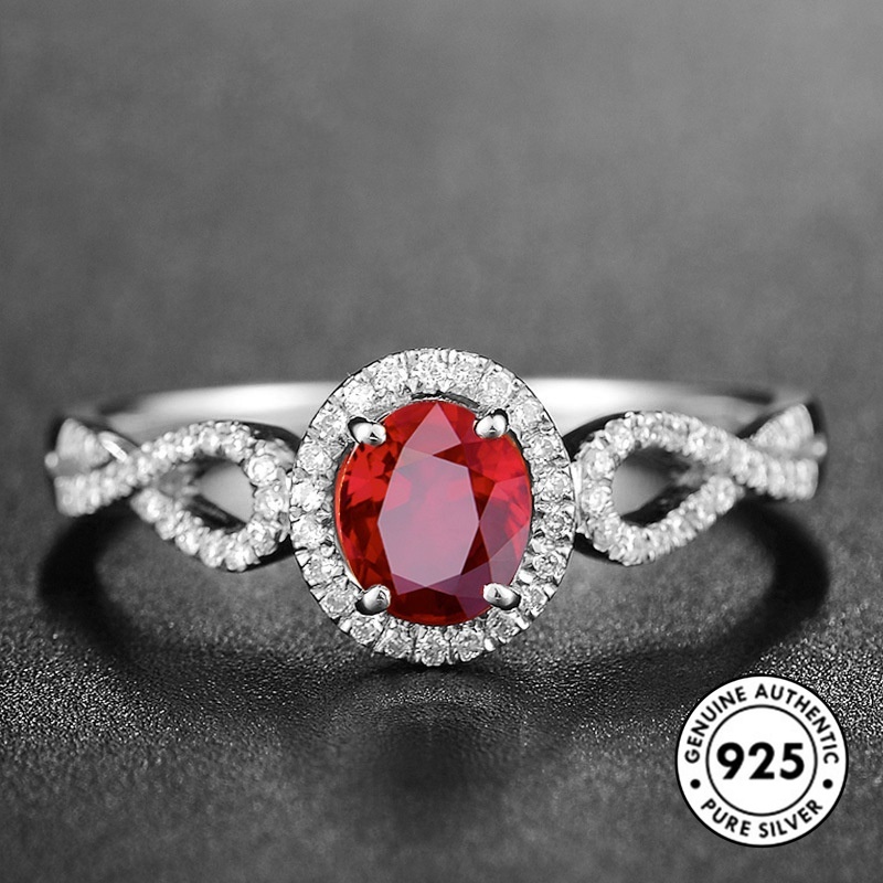 Cincin Sterling Silver 925 Model Terbuka Aksen Batu Permata Warna-Warni Untuk Wanita