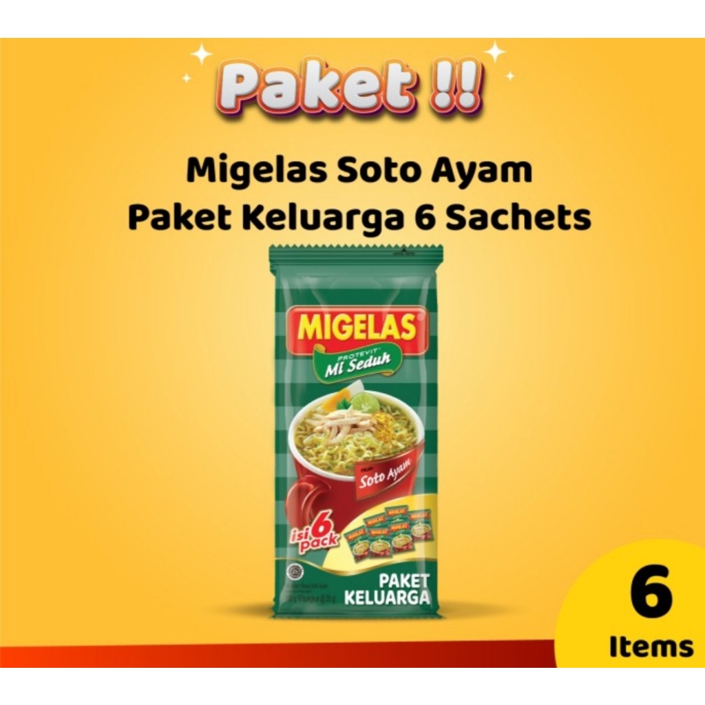 Migelas Mi gelas Soto Ayam Paket Keluarga 6 Sachets