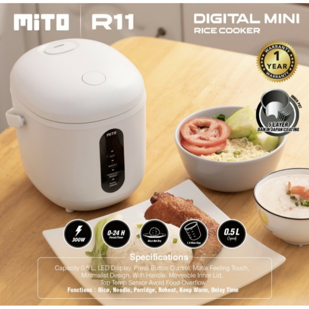 Rice Cooker Mito R11 Digital 0,5 Liter 4 in 1 Magic Com Mini Mito R11 Rice Cooker Digital Mito R11