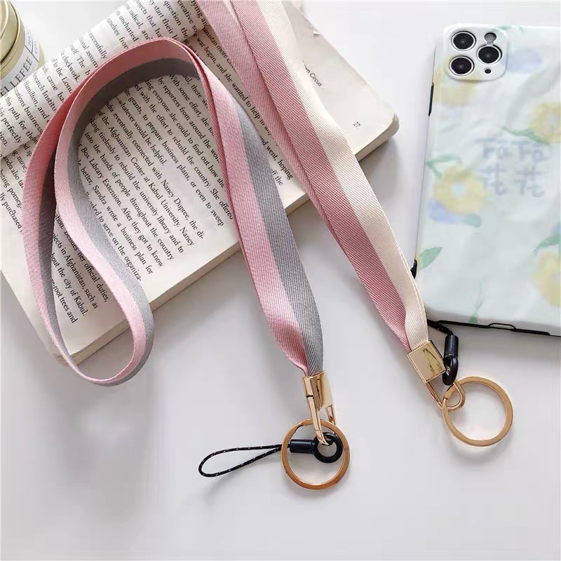 Tali Lanyard Leher Panjang Gantungan HP Bahan Kanvas Import