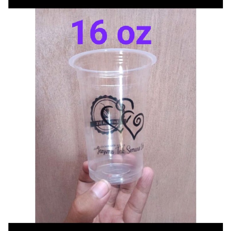 Sablon gelas plastik termurah 16oz