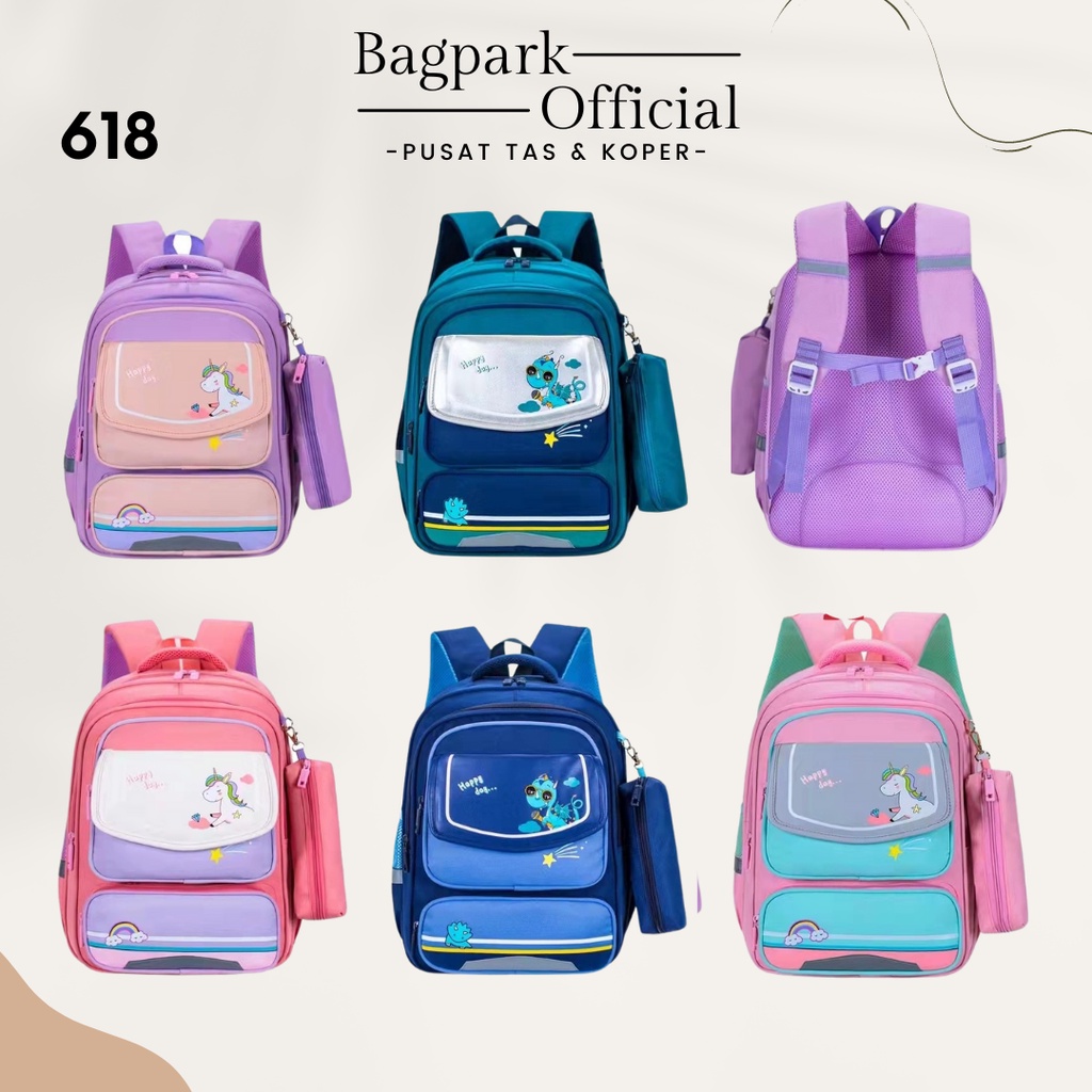 Tas Anak Import Tas Anak Cewek Tas Anak Cowok Tas Anak Sekolah SD Gambar Unicorn Kelinci Free Kotak Pensil