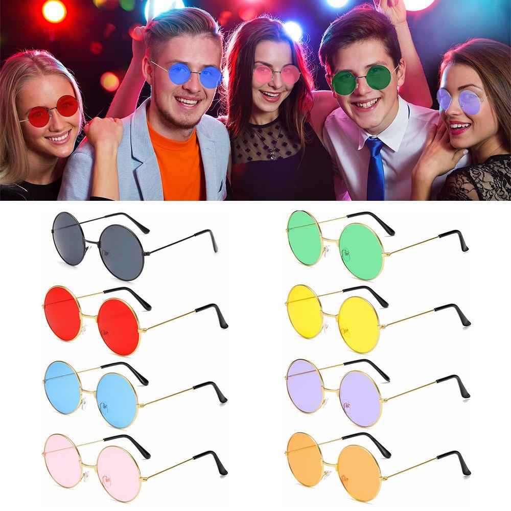 [POPULAR] Fashion Round Sunglasses Disco Circle Glasses Metal Sunglasses Party Hippie Women Men Retro Eyewear/Multicolor