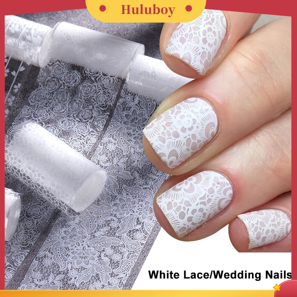 Huluboy Huluboy♡ 10pcs Stiker Kuku Motif Print Bunga Tahan Lama Untuk Manicure