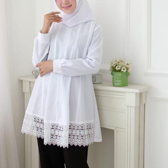 ❂ Baju atasan tunik premium modern tunic putih kekinian busui jumbo fashion wanita muslim 07 ◌