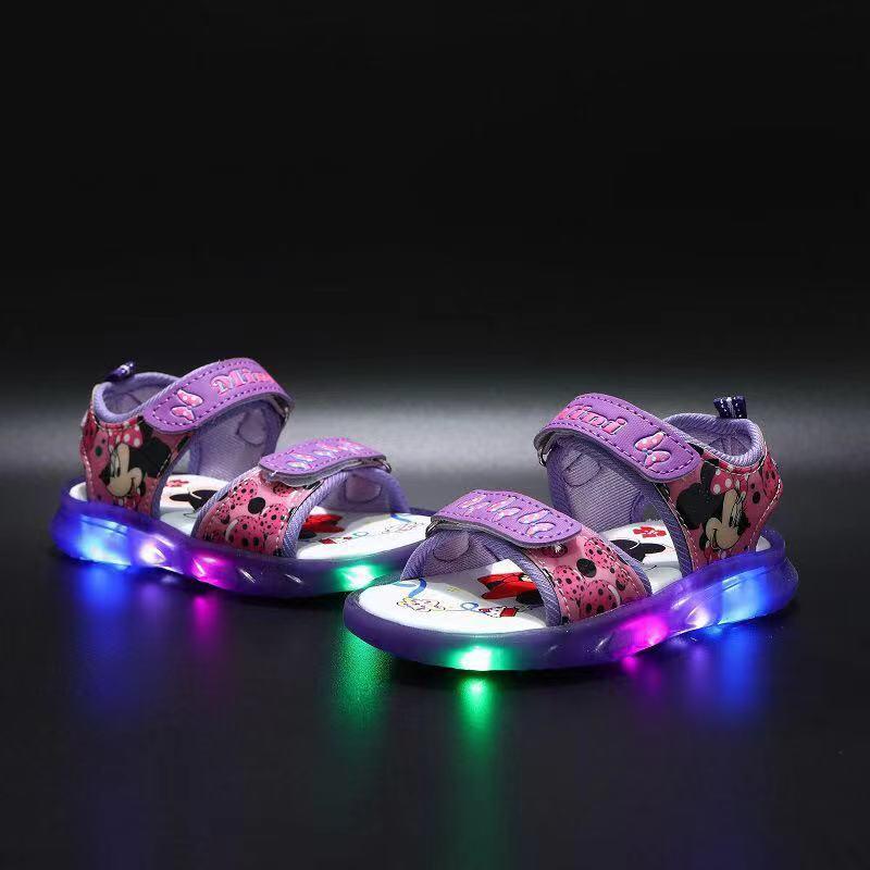 Sepatu sendal Anak Lampu LED Import Minnie Mouse, Purple - UNX 0381