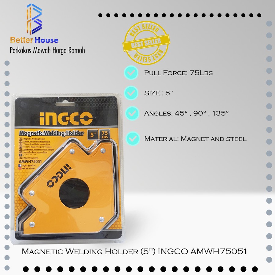 Magnetic Welding Holder 5" INGCO AMWH75051 Siku Magnet Las Arrow