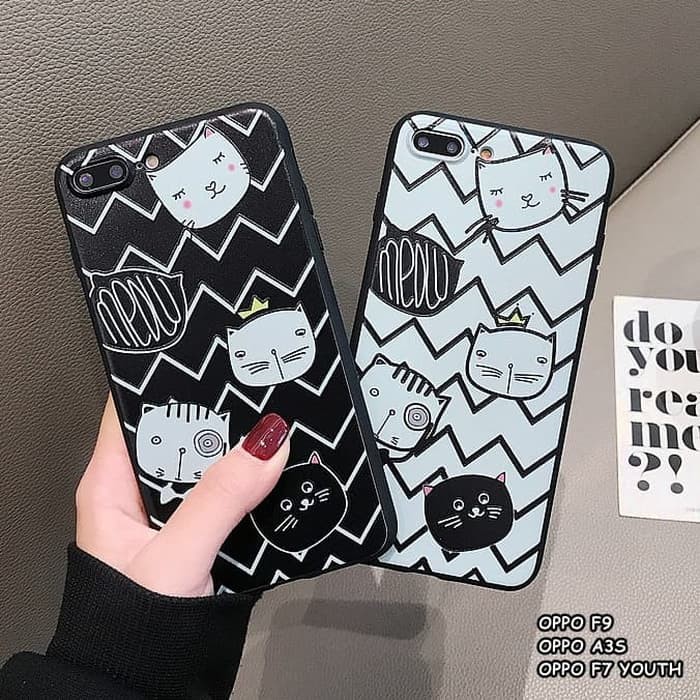 FOR OPPO F9, A3S, F7 YOUTH - ZIG ZAG CAT SOFT SILICONE CASE CASING
