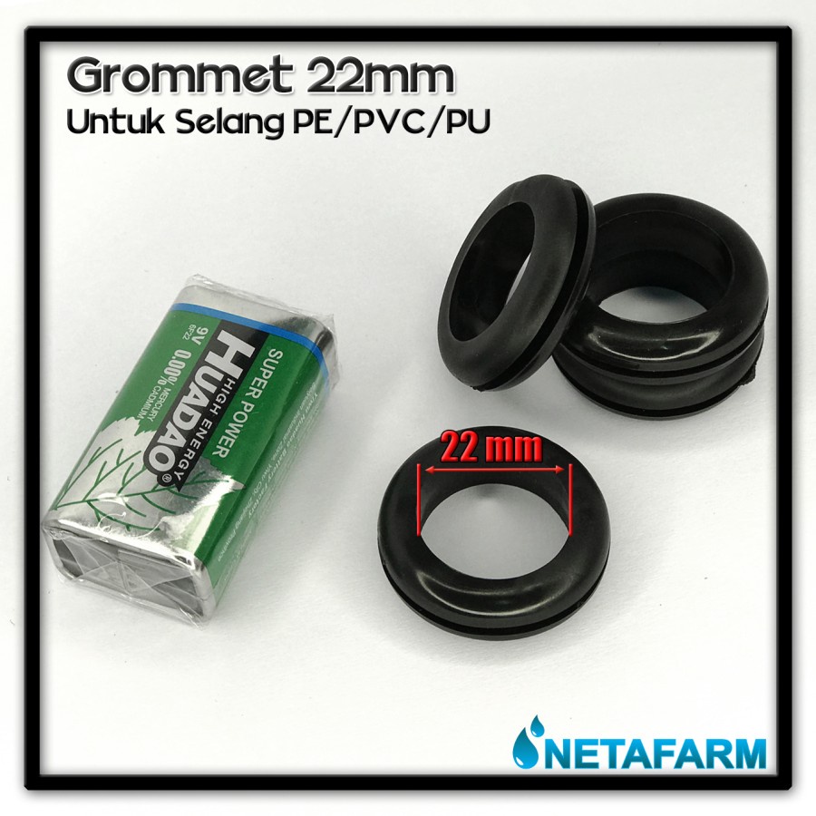 Grommet 22 mm Hitam Untuk Selang PE, PU, PVC ( Satuan )