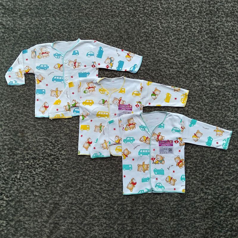 3 Pcs Baju Bayi (Newborn) ELVIRA SNI Lengan Panjang - Baju Bayi Baru Lahir Motif Karakter