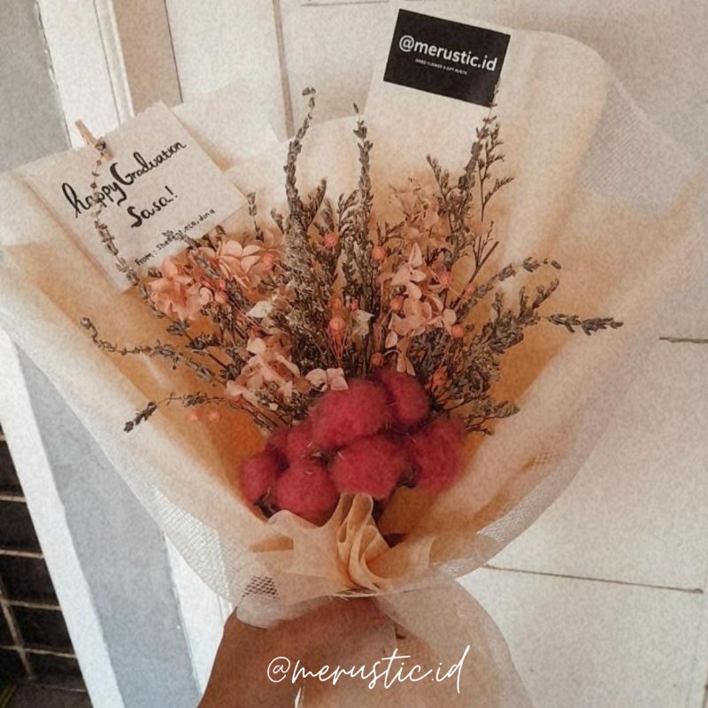 Buket Bunga Asli lavender Dried Flower Kado Wisuda Buket Lamaran