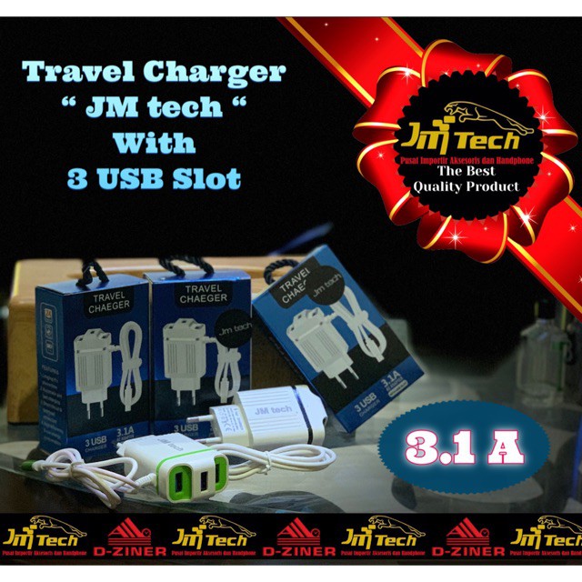 TRAVEL CHARGER JM TECH 3USB