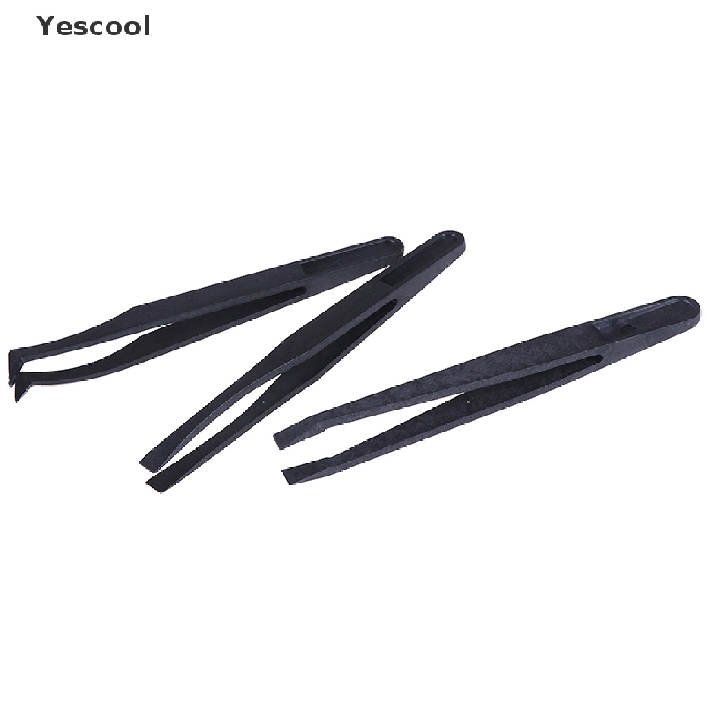 Yescool 6Pcs Pinset Plastik Hitam anti Statis Tahan Panas Untuk craft