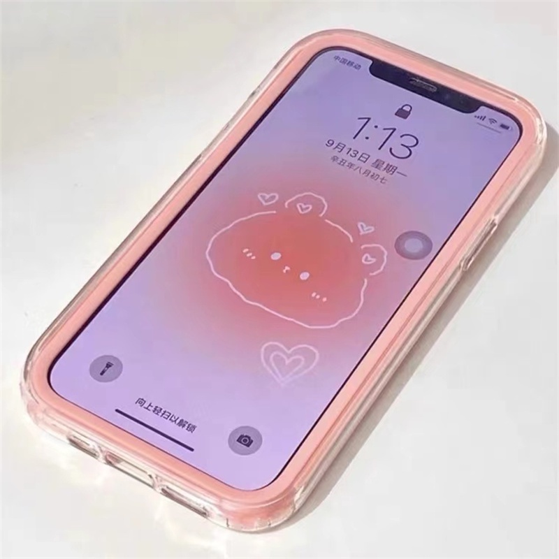 3 in 1 Soft Case Silikon TPU Tebal Shockproof Untuk iPhone 13 Pro Max 12 11 Pro Max X XS Max XR 6 6s 7 8 Plus SE2020