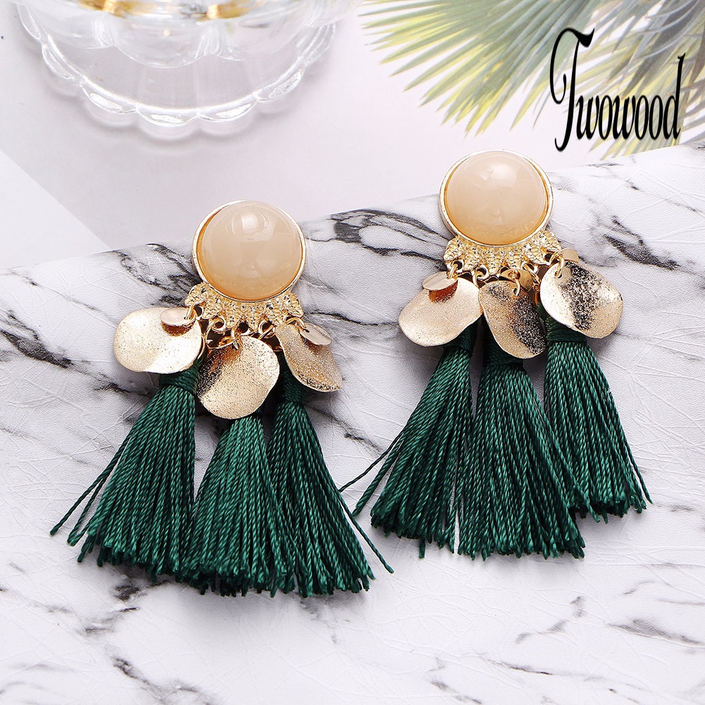 Anting Stud Rumbai Menjuntai Gaya Bohemian Untuk Wanita