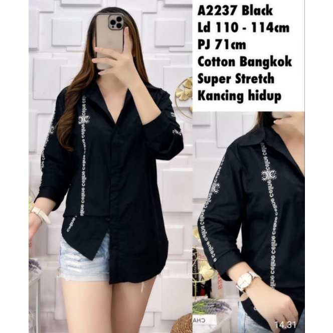 ATASAN KEMEJA WANITA TERBARU IMPORT A2237 / UKURAN LD 110 CM - 114 CM, PJ 71 CM / PAKAIAN WANITA KEM