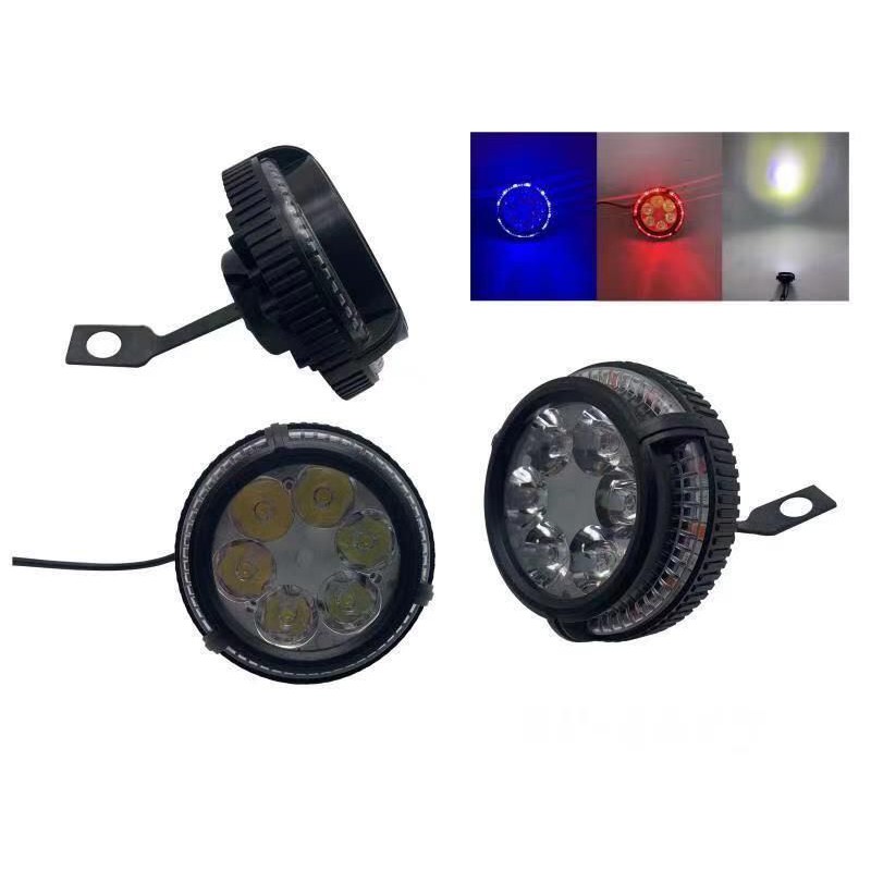 Lampu tembak sorot LED bracket spion 6 mata dengan angel eye 5 mode