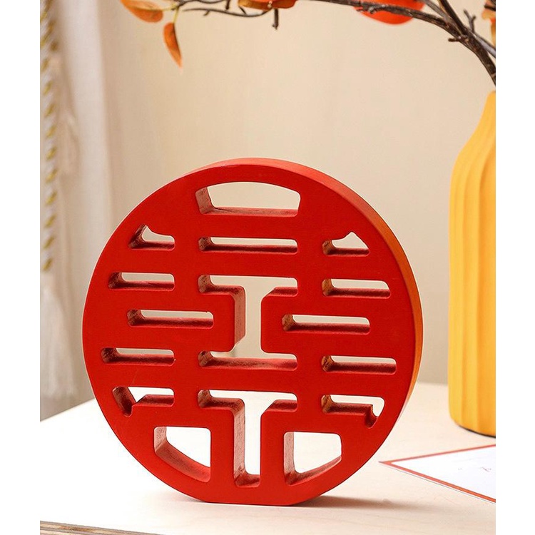 Pajangan Dekorasi Pernikahan Bahan Kayu Wedding Photo Props Suang Xi Word Dekorasi Sangjit