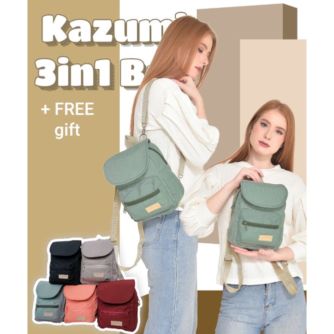 Ransel Multifungsi, Mini Ransel Kazumi 3 in 1 Bag, splashproof