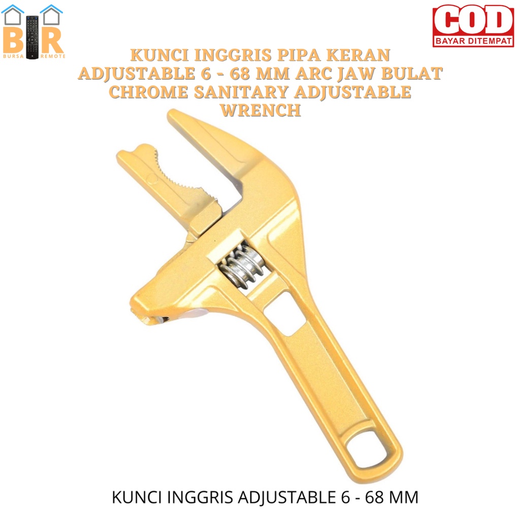 Kunci INGGRIS PIPA KERAN ADJUSTABLE 6 - 68 MM ARC JAW BULAT CHROME SANITARY ADJUSTABLE WRENCH