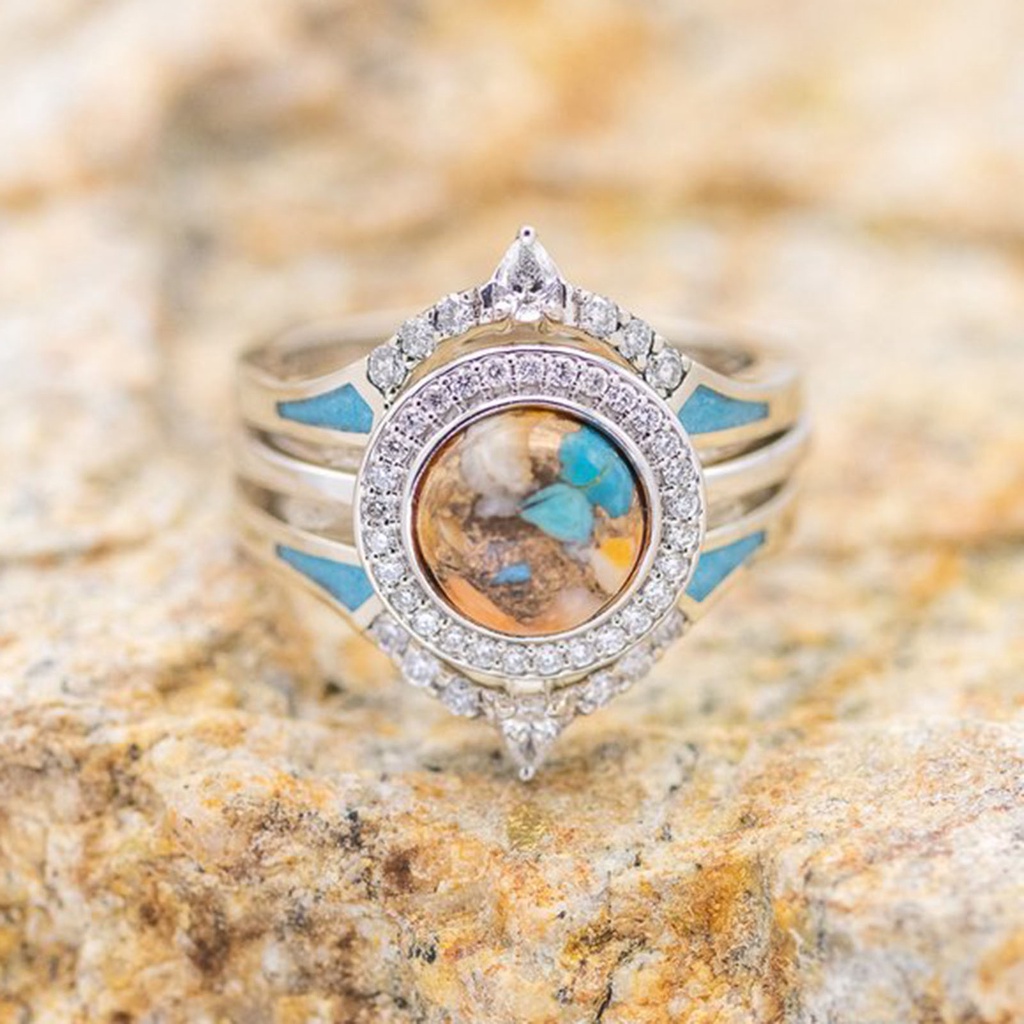 Hu Hu Hu Hu Hu Alat Bantu Pasang Kacamata♡ 3pcs Cincin Berlian Imitasi Bentuk Geometris Gaya Bohemian Untuk Wanita