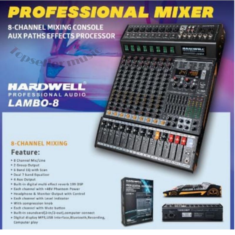 MIXER AUDIO HARDWELL 8CHANNEL LAMBO 8 ORIGINAL MIXER TERBAIK