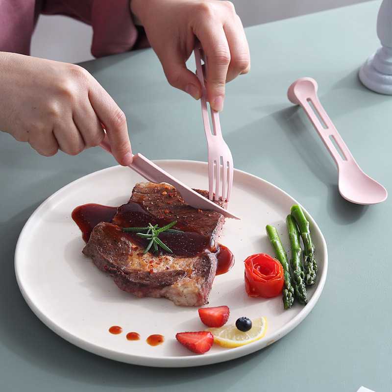TD - RMH MAI XIANG Perlengkapan Makan Sendok Garpu Pisau Travel Set 3in1 JY3