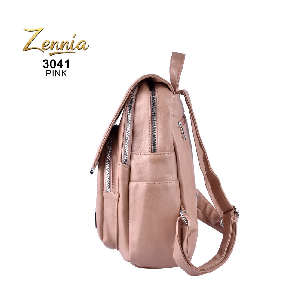 (TSI) Tas Wanita Zennia 3041 Tas Kulit Ransel Korea Tas Wanita Punggung Import Kantor Kerja Sekolah Kuliah Outdoor Trendy Fashion Style Travel Casual Backpack Serut Anak Remaja Perempuan Selempang Cewek Bag