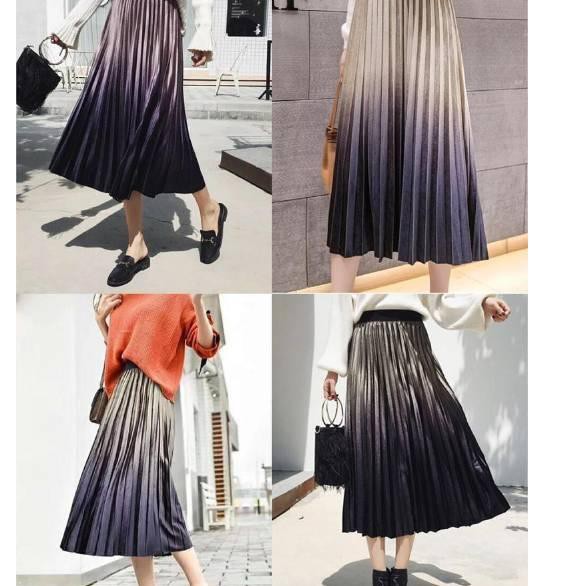 CSSG Flare midi skirt Rok velvet 7/9 wanita prisket plisket tutu gradasi Import Bangkok ombre .